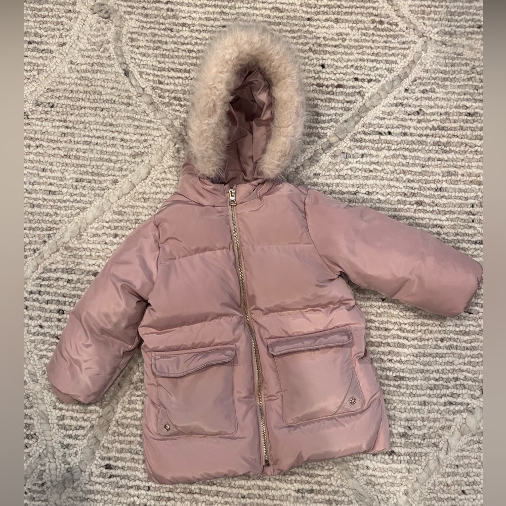 LIKE NEW! Girls Zara fur hood puffer